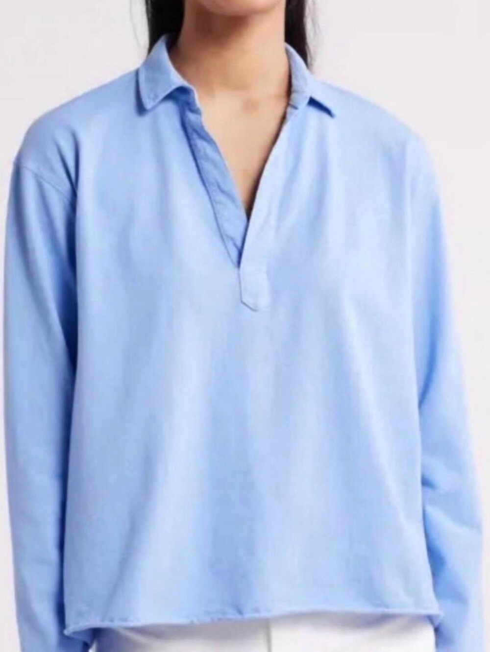 NWOT Frank & Eileen Patrick Cotton Jersey Long-Sleeve Blue Top